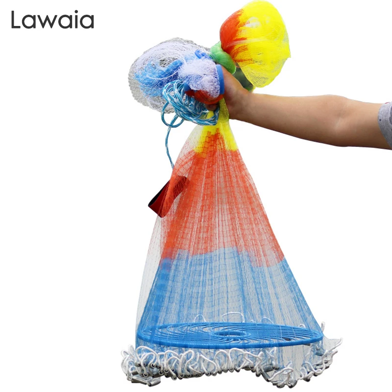 Lawaia Hand Net Five Colored Fishing Net Monofilament Nylon Thread Cast Net Fishing with Blue Ring Easy for Throwing Network
Lawaia Hand Net Five Colored Fishing Net Monofilament Nylon Thread Cast Net Fishing with Blue Ring Easy for Throwing Network