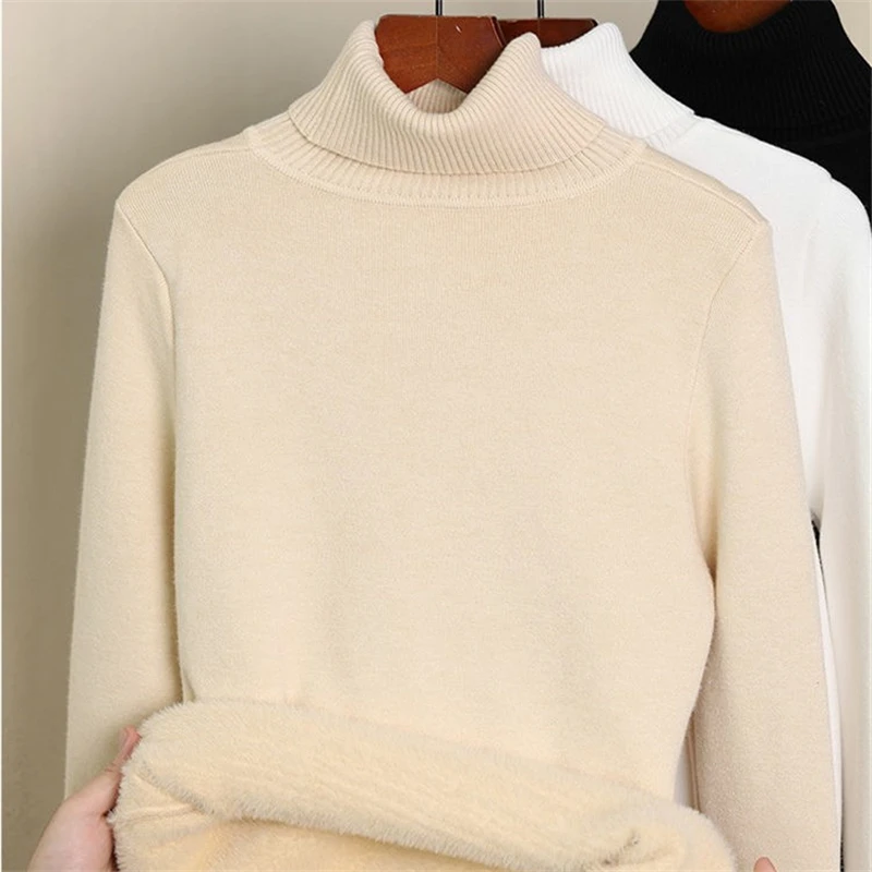 Korean Turtleneck Slim Knitted Pullovers Fashion Clothes Woman 2021 Winter Sweater Casual Fleece Lined Warm Knitwear Base Shirts
Korean Turtleneck Slim Knitted Pullovers Fashion Clothes Woman 2021 Winter Sweater Casual Fleece Lined Warm Knitwear Base Shirts