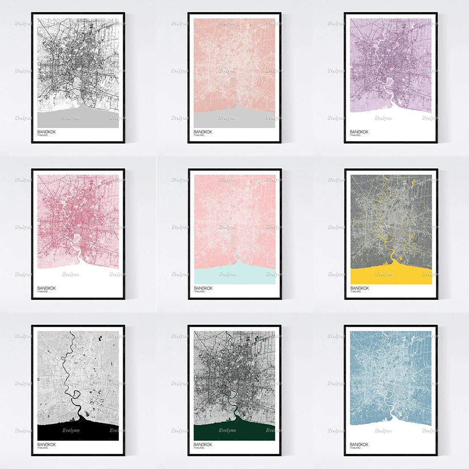Bangkok, Thailand Map Nordic Retro Minimalism Painting Posters and Prints on Canvas Wall Art Modular Pictures Home Decor Gift
Bangkok, Thailand Map Nordic Retro Minimalism Painting Posters and Prints on Canvas Wall Art Modular Pictures Home Decor Gift