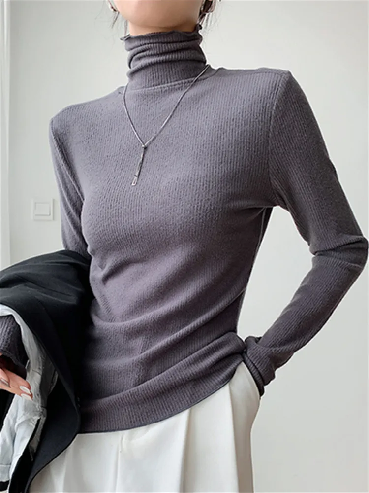 Spring Autumn Turtleneck Women's T-Shirts 2022 New Knitted Long Sleeve Bottoming Minimalist Shirts Basic Chic Tops Female
Spring Autumn Turtleneck Women's T-Shirts 2022 New Knitted Long Sleeve Bottoming Minimalist Shirts Basic Chic Tops Female