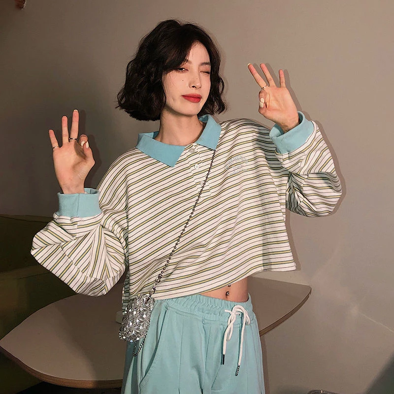 Autumn Vintage Striped Women Long Sleeve T Shirt Loose Fashion Sports Casual Harajuku Crop Top Pulover Hip Hop Teenagers Clothes
Autumn Vintage Striped Women Long Sleeve T Shirt Loose Fashion Sports Casual Harajuku Crop Top Pulover Hip Hop Teenagers Clothes