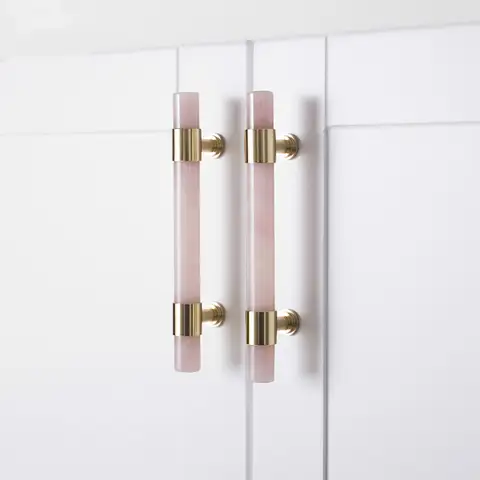 Natural Marble/Crystal T brass Bar Cabinet handle and Knobs bedroom Cupboard Door Pulls Furniture Handle Dresser knob Hardware