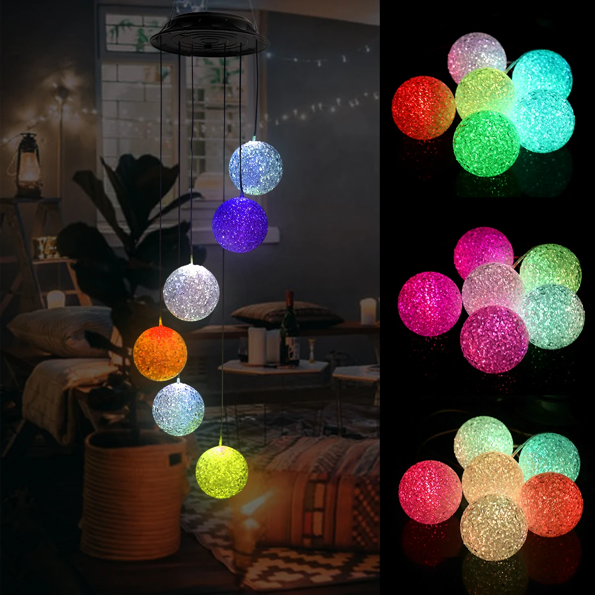Color-Changing Solar Wind Chime Rice Ball Lamp Spiral Rotating Crystal Ball Solar Wind Chime String Light Courtyard Home Decor
Color-Changing Solar Wind Chime Rice Ball Lamp Spiral Rotating Crystal Ball Solar Wind Chime String Light Courtyard Home Decor