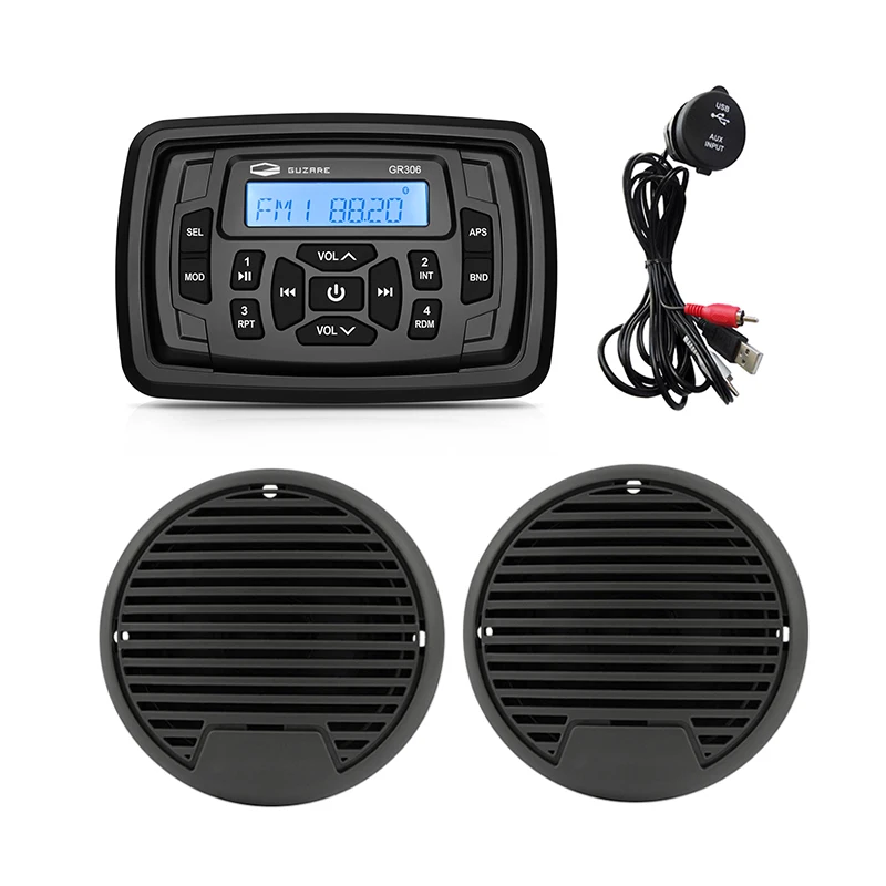 Marine Radio Stereo Bluetooth Audio Sound System Car MP3 Player FM AM Receiver+3" Marine Waterproof Speaker+Boat USB Audio Cable
Marine Radio Stereo Bluetooth Audio Sound System Car MP3 Player FM AM Receiver+3" Marine Waterproof Speaker+Boat USB Audio Cable