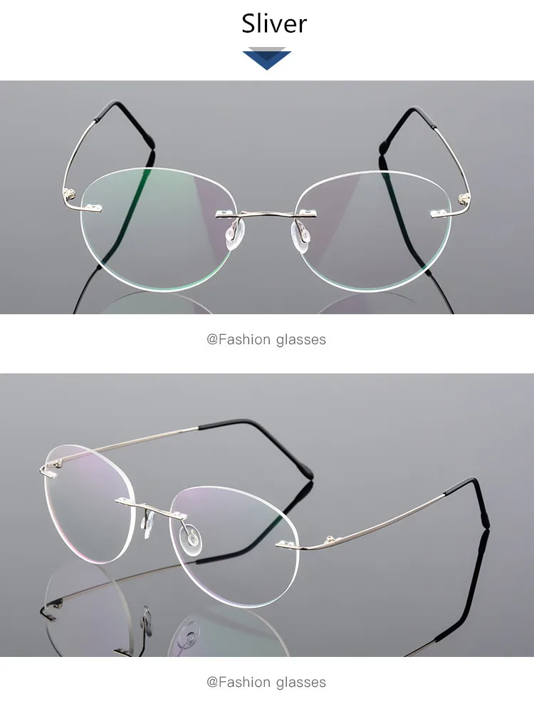 Titanium Alloy Framless owalne okulary dla osób z krótkowzrocznością wykończone kobiety mężczyźni ultralekki okulary korekcyjne bez oprawek 0 -0.5 -0.75 To -6.0 26 H454483b4037344499fa2003e37b2b921u