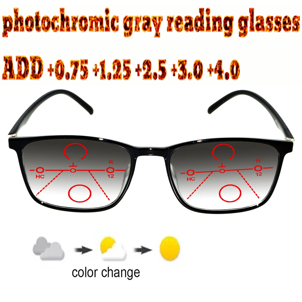 Photochromic Gray Progressive Multifocal Reading Glasses Men Woem Ultralight Black Frame+1.0 +1.5 +1.75 +2.0 +2.5 +3 +3.5 +4
Photochromic Gray Progressive Multifocal Reading Glasses Men Woem Ultralight Black Frame+1.0 +1.5 +1.75 +2.0 +2.5 +3 +3.5 +4