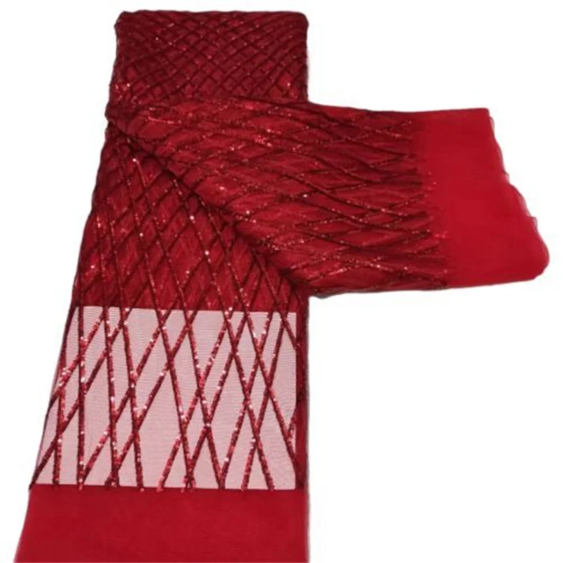 Latest Red African Sequins Lace Fabric French Mesh Laces High Quality 2021 Nigerian Lace Fabric For Party Sew H68-2
Latest Red African Sequins Lace Fabric French Mesh Laces High Quality 2021 Nigerian Lace Fabric For Party Sew H68-2