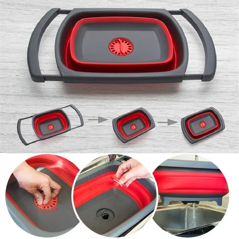Foldable Strainer Basket for Vegetable Washing, Silicone Over the Sink with Handle, Fruit Design of Drain Knob
Foldable Strainer Basket for Vegetable Washing, Silicone Over the Sink with Handle, Fruit Design of Drain Knob