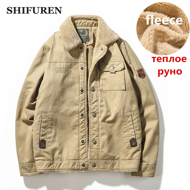 SHIFUREN Men Winter Military Cotton Cargo Jacket Thick Fleece Jacket Coat Single Breasted Male Thermal Long Sleeve Outerwear
SHIFUREN Men Winter Military Cotton Cargo Jacket Thick Fleece Jacket Coat Single Breasted Male Thermal Long Sleeve Outerwear