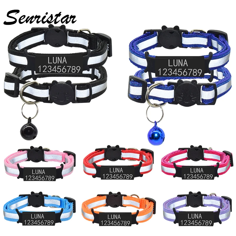 Custom ID Name Tag Reflective Cat Collar Bell Personalized Safety Nylon Engraved Nameplate Cat Collar Necklace Pet Kitten Collar
Custom ID Name Tag Reflective Cat Collar Bell Personalized Safety Nylon Engraved Nameplate Cat Collar Necklace Pet Kitten Collar