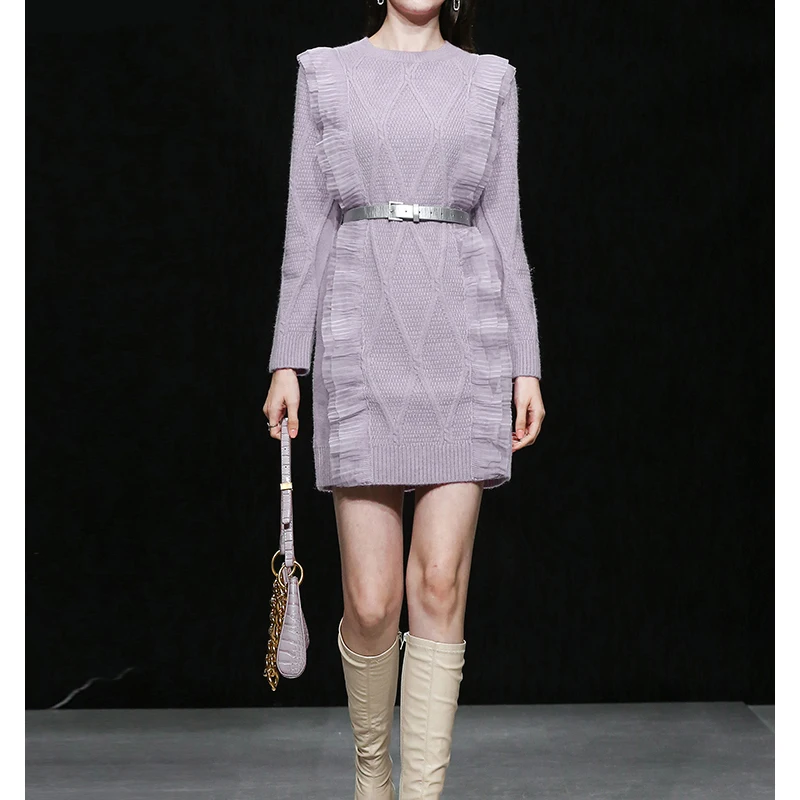 2021 Autumn and Winter New Fashion Temperament Simple Lotus Leaf Decoration Lazy Wild Thick Purple Wweater Dress
2021 Autumn and Winter New Fashion Temperament Simple Lotus Leaf Decoration Lazy Wild Thick Purple Wweater Dress