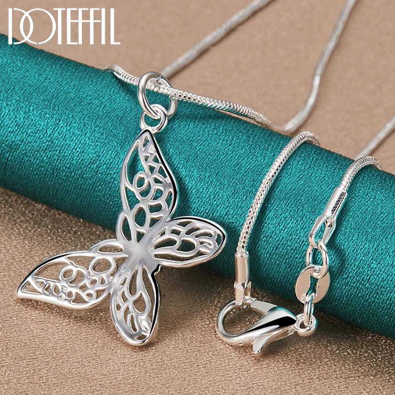 DOTEFFIL 925 Sterling Silver 18/20/22/24/28/30 inch Snake Chain Butterfly Pendant Necklace For Women Wedding Engagement Jewelry
DOTEFFIL 925 Sterling Silver 18/20/22/24/28/30 inch Snake Chain Butterfly Pendant Necklace For Women Wedding Engagement Jewelry