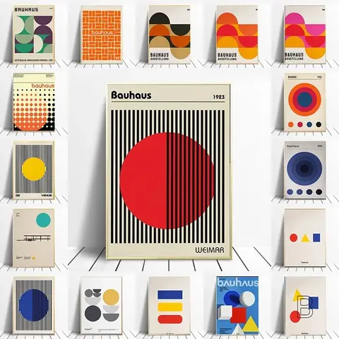 Modern Minimalist Art Bauhaus Exhibition Geometric Posters Artwork Canvas Prints Abstract Painting Living Room Murals Home Decor