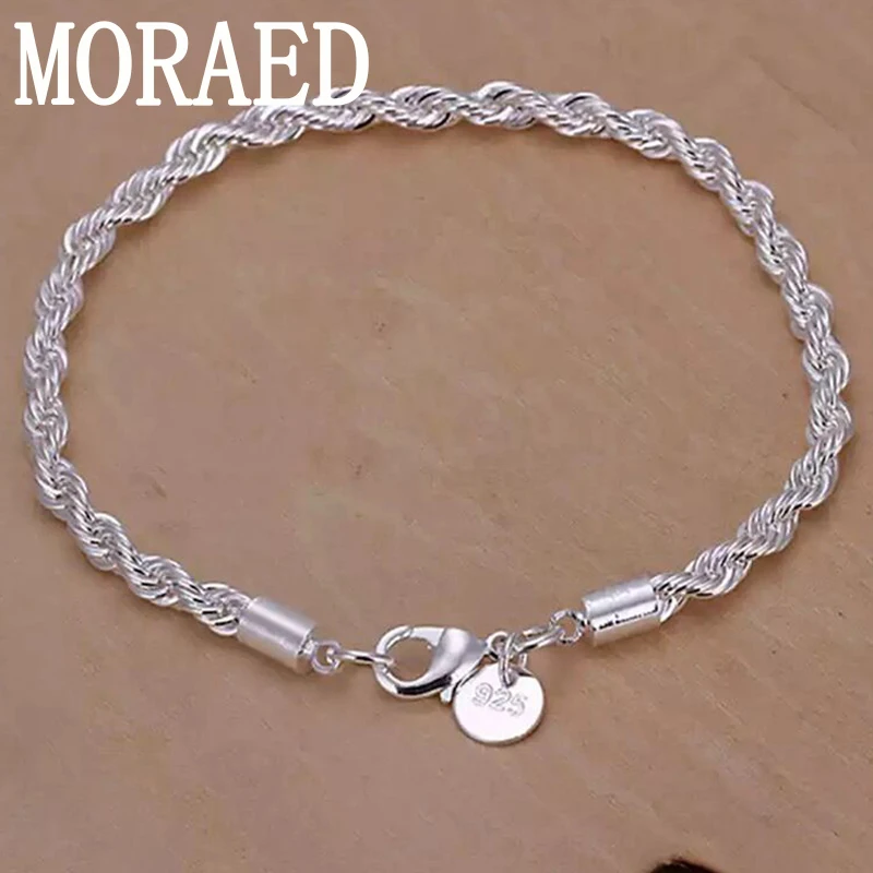 Wholesale Price 925 Sterling Silver 4mm Twisted Rope Chain Bracelet For Men Women Fashion Wedding Charm Jewelry
Wholesale Price 925 Sterling Silver 4mm Twisted Rope Chain Bracelet For Men Women Fashion Wedding Charm Jewelry