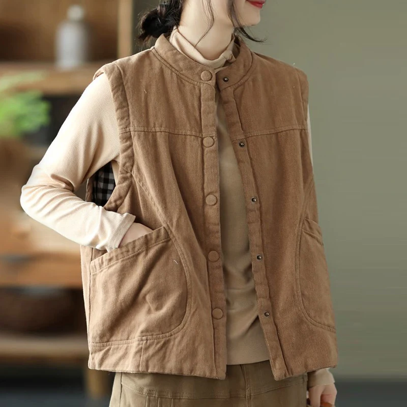 Spring Winter Women Solid Loose Vest Simple O-neck Collar Coat Sleeveless Casual Jacket Cotton Padded Warm Waistcoat
Spring Winter Women Solid Loose Vest Simple O-neck Collar Coat Sleeveless Casual Jacket Cotton Padded Warm Waistcoat