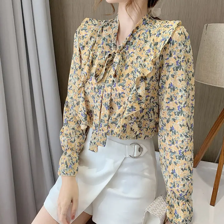 Blouse Women Chiffon Blouse Women's Long-Sleeved Printed Bow Shirt Top Blusas Ropa De Mujer
Blouse Women Chiffon Blouse Women's Long-Sleeved Printed Bow Shirt Top Blusas Ropa De Mujer
