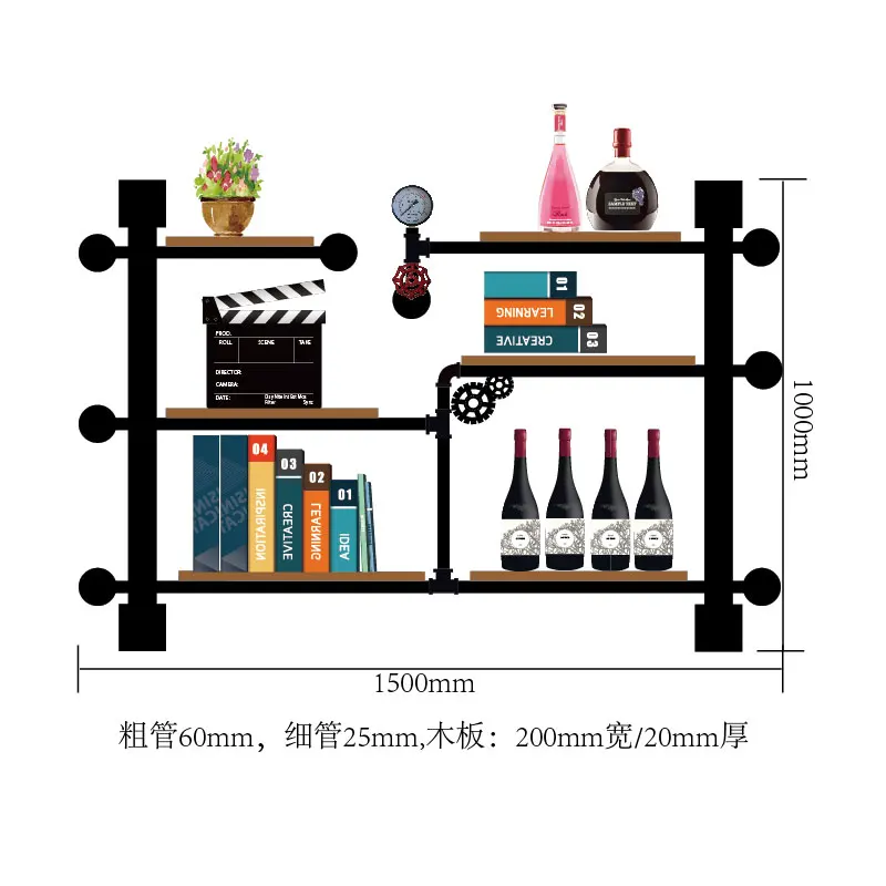 Restoration Industrial Style Red Wine Rack/shelf Wall Decoration Wall Hanging Bookshelves/solid Wood, Water Pipe, Iron Frame
Restoration Industrial Style Red Wine Rack/shelf Wall Decoration Wall Hanging Bookshelves/solid Wood, Water Pipe, Iron Frame