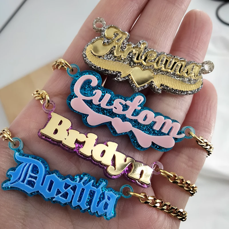 Custom Double Plated Acrylic Nameplate Kids Necklace Customized 3D Pendant Jewelry Personalized Names Acrylic Necklaces
Custom Double Plated Acrylic Nameplate Kids Necklace Customized 3D Pendant Jewelry Personalized Names Acrylic Necklaces