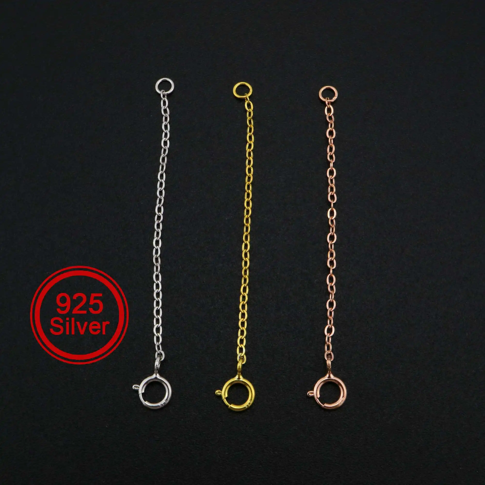 5pcs 3-8CM Extension Chain with Spring Ring Clasp for Necklace Rose Gold Plated Solid 925 Sterling Silver DIY Supplies 1320016
5pcs 3-8CM Extension Chain with Spring Ring Clasp for Necklace Rose Gold Plated Solid 925 Sterling Silver DIY Supplies 1320016