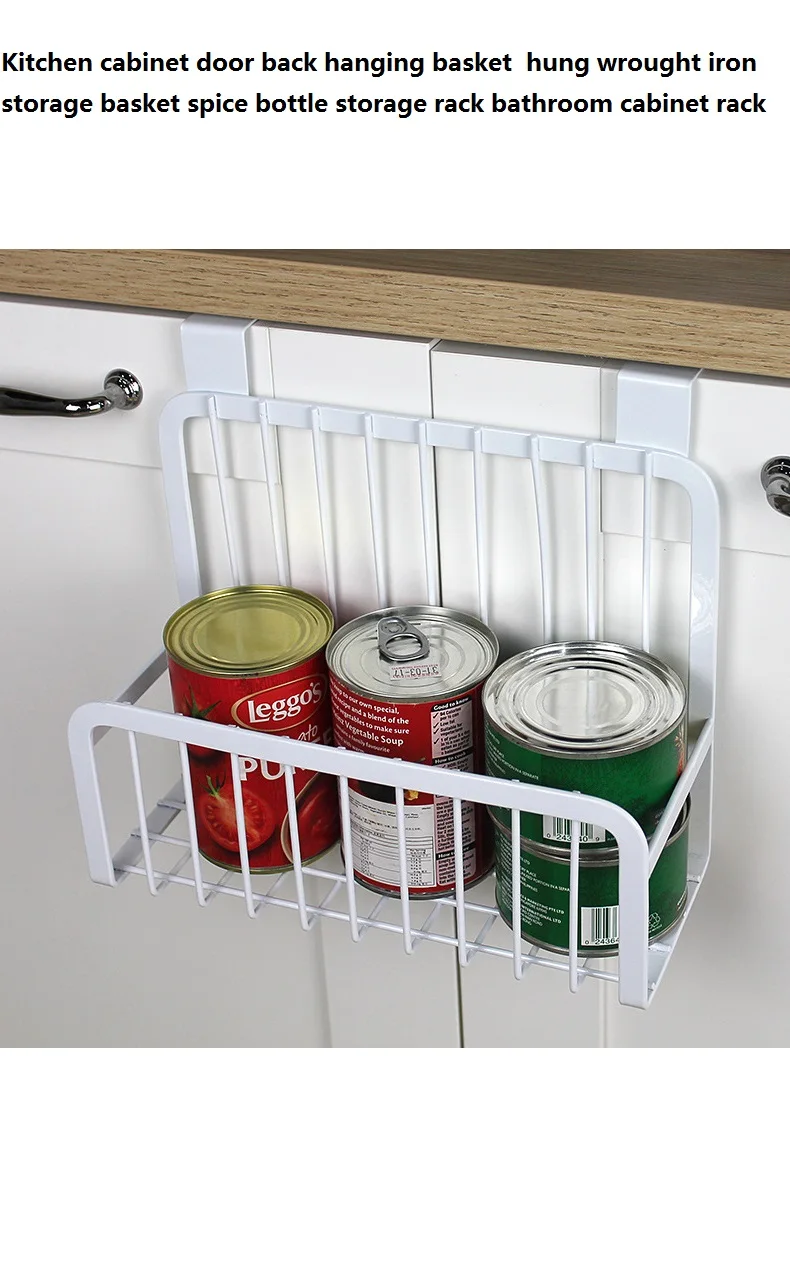 Kitchen cabinet door back hanging basket hung wrought iron storage basket spice bottle storage rack bathroom cabinet rack 
Kitchen cabinet door back hanging basket hung wrought iron storage basket spice bottle storage rack bathroom cabinet rack