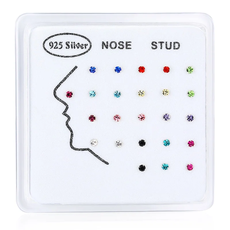 24pcs/set 925 Sterling silver Nose Ring & Studs Fashion Body Jewelry for Women Girl Nose Piercing Colorful Rhinestone party gift
24pcs/set 925 Sterling silver Nose Ring & Studs Fashion Body Jewelry for Women Girl Nose Piercing Colorful Rhinestone party gift