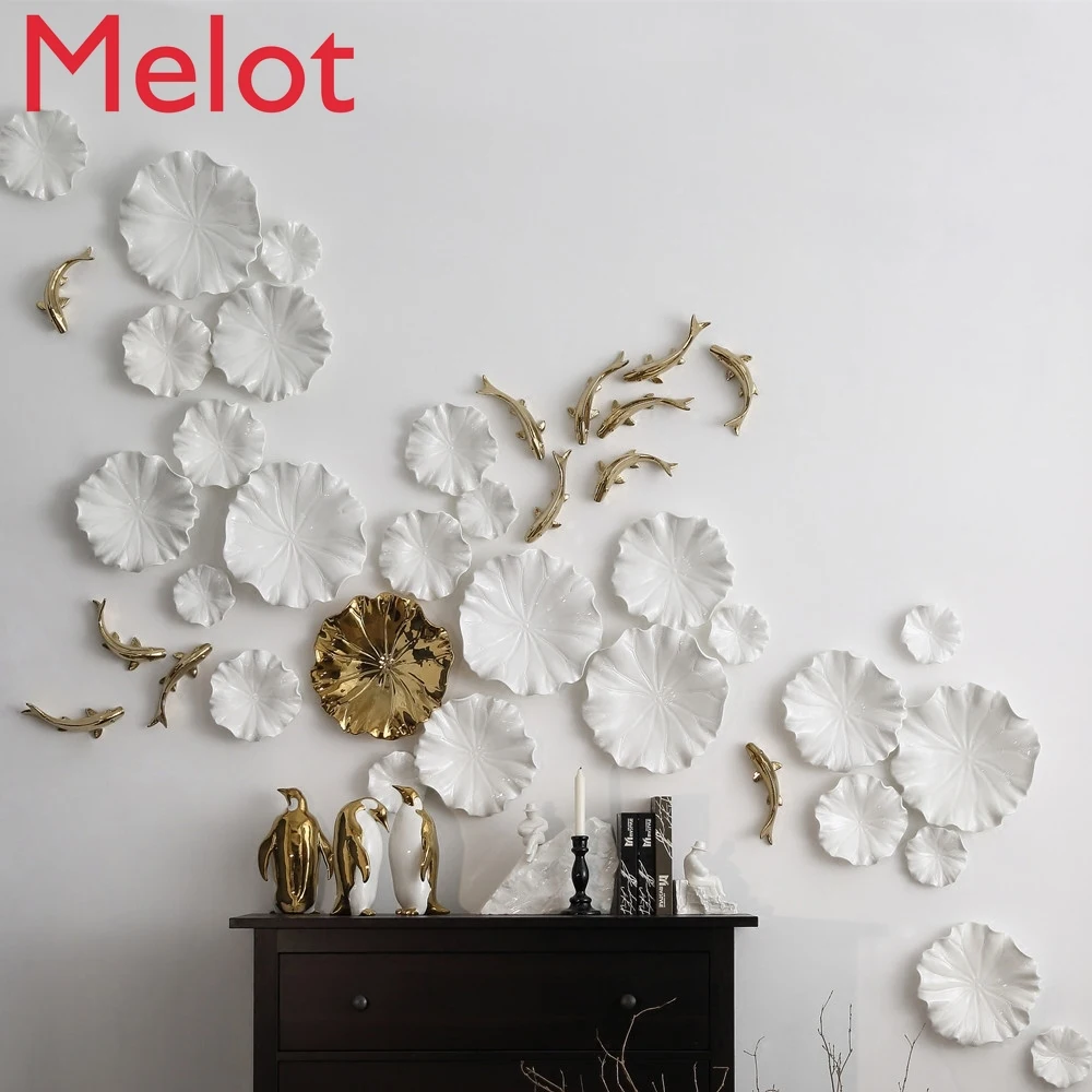 Home Background Decoration Stereo Wall Decoration Wall Hanging Ceramic Lotus Lotus Leaf Carp Wall Sticker Hanging Decoration
Home Background Decoration Stereo Wall Decoration Wall Hanging Ceramic Lotus Lotus Leaf Carp Wall Sticker Hanging Decoration