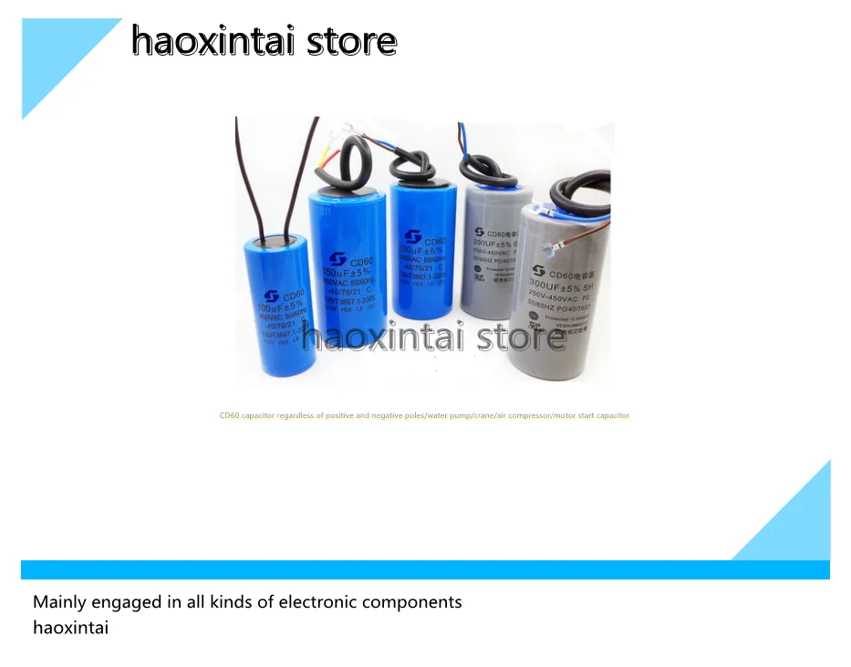 1pcs CD60 motor water pump start capacitor 50/75/100/150/200/250/300/350/400/500UF
1pcs CD60 motor water pump start capacitor 50/75/100/150/200/250/300/350/400/500UF