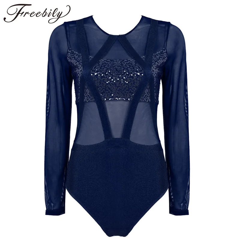 Women Adults Ballets Leotards Round Neck Long Sleeves Shiny Sequin Mesh Splice Gymnastics Leotard Bodysuit Ballet Dancewear
Women Adults Ballets Leotards Round Neck Long Sleeves Shiny Sequin Mesh Splice Gymnastics Leotard Bodysuit Ballet Dancewear
