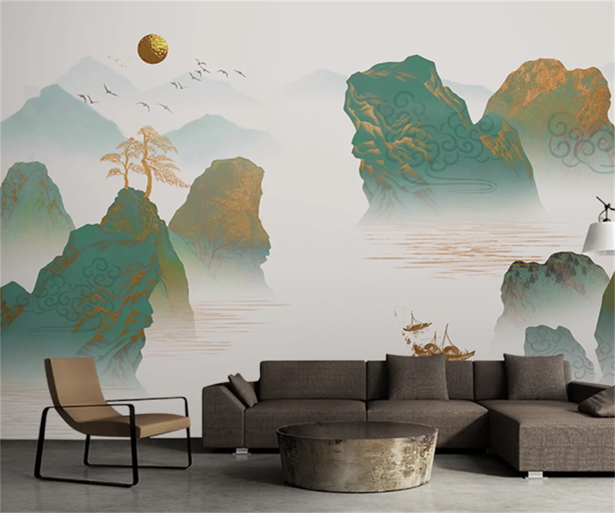 Customized new Chinese golden landscape abstract artistic conception TV sofa background 3d wall painting photo wall sticker
Customized new Chinese golden landscape abstract artistic conception TV sofa background 3d wall painting photo wall sticker