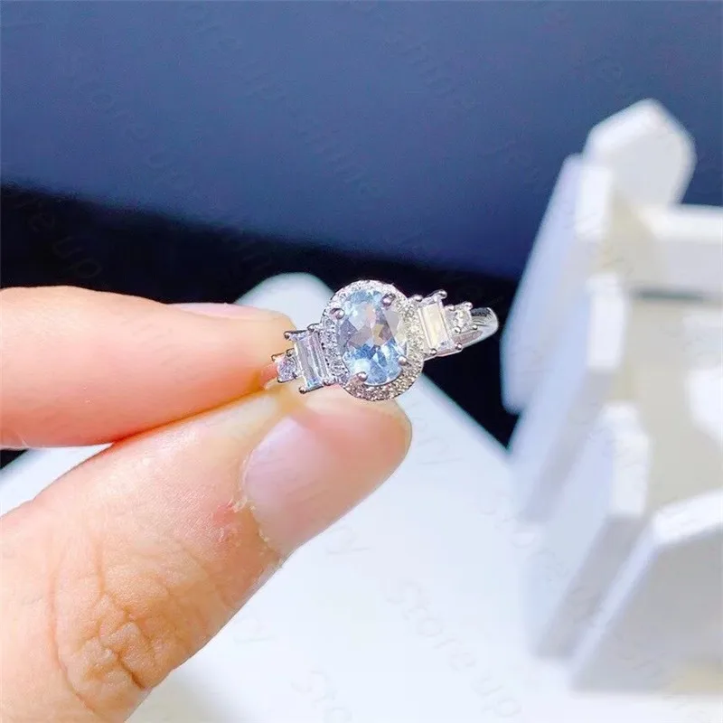 New style 925 silver ring, inlaid with natural aquamarine women's ring, beautiful and temperament
New style 925 silver ring, inlaid with natural aquamarine women's ring, beautiful and temperament