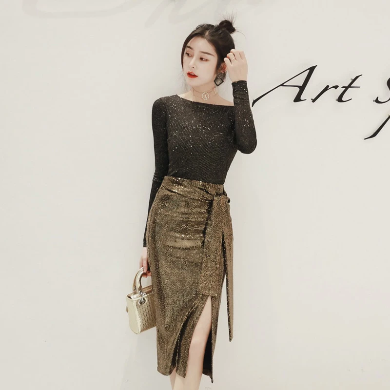 High Quality 2 Piece Set Glitter Women Evening Runway Sequin O-Neck Long Sleeve Slim Tops Shirt Slit Skirt Bodycon Club Outfits
High Quality 2 Piece Set Glitter Women Evening Runway Sequin O-Neck Long Sleeve Slim Tops Shirt Slit Skirt Bodycon Club Outfits
