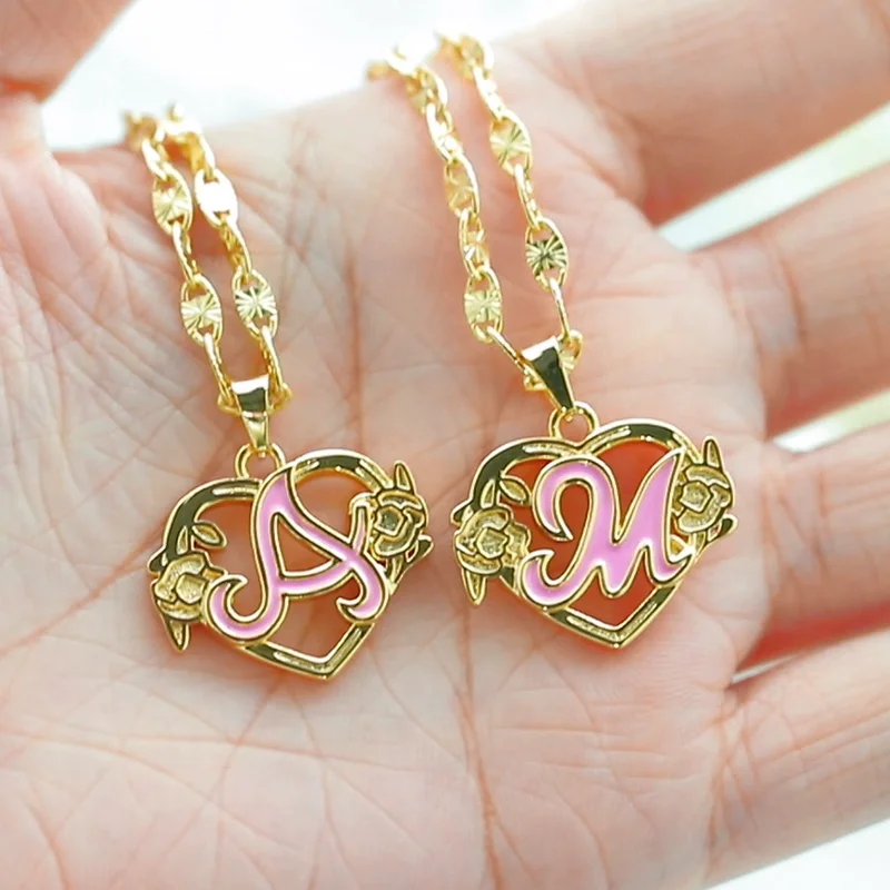 Initial Letter Necklace Personalized Custom Colorful Heart Flower Gold Metal Pendant for Women Valentine's Day Mother's Day Gift
Initial Letter Necklace Personalized Custom Colorful Heart Flower Gold Metal Pendant for Women Valentine's Day Mother's Day Gift