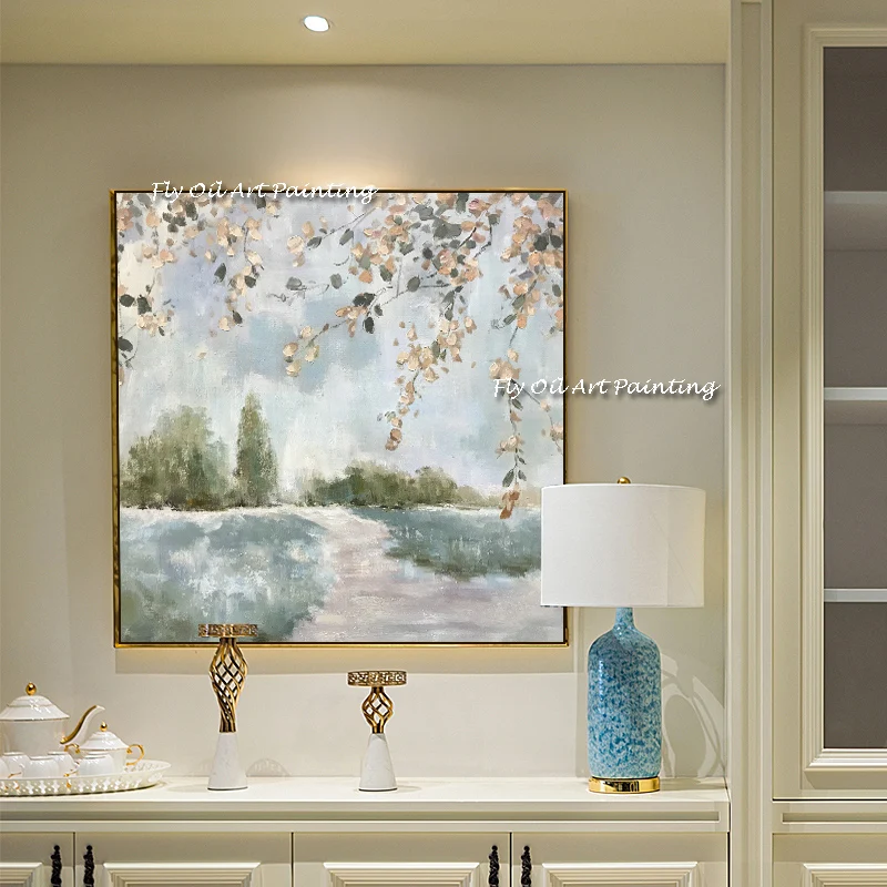 100% Handmade Oil Painting Blue And Grey Fall Trees Flower Road Square Artwork Wall Art Canvas painting Bedroom As A Gift
100% Handmade Oil Painting Blue And Grey Fall Trees Flower Road Square Artwork Wall Art Canvas painting Bedroom As A Gift