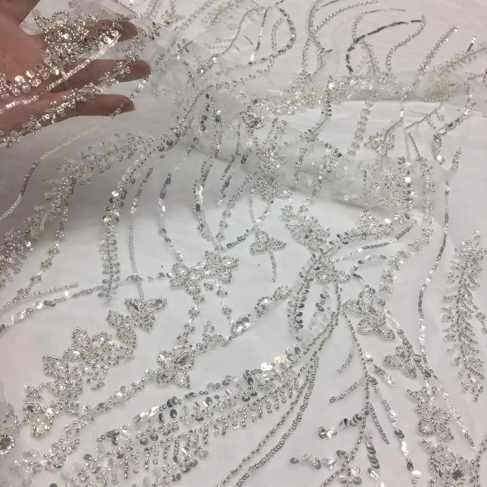 Top grade White african lace fabric high quality beads lace embroidery bridal beads lace fabric for nigeria TS9641
Top grade White african lace fabric high quality beads lace embroidery bridal beads lace fabric for nigeria TS9641
