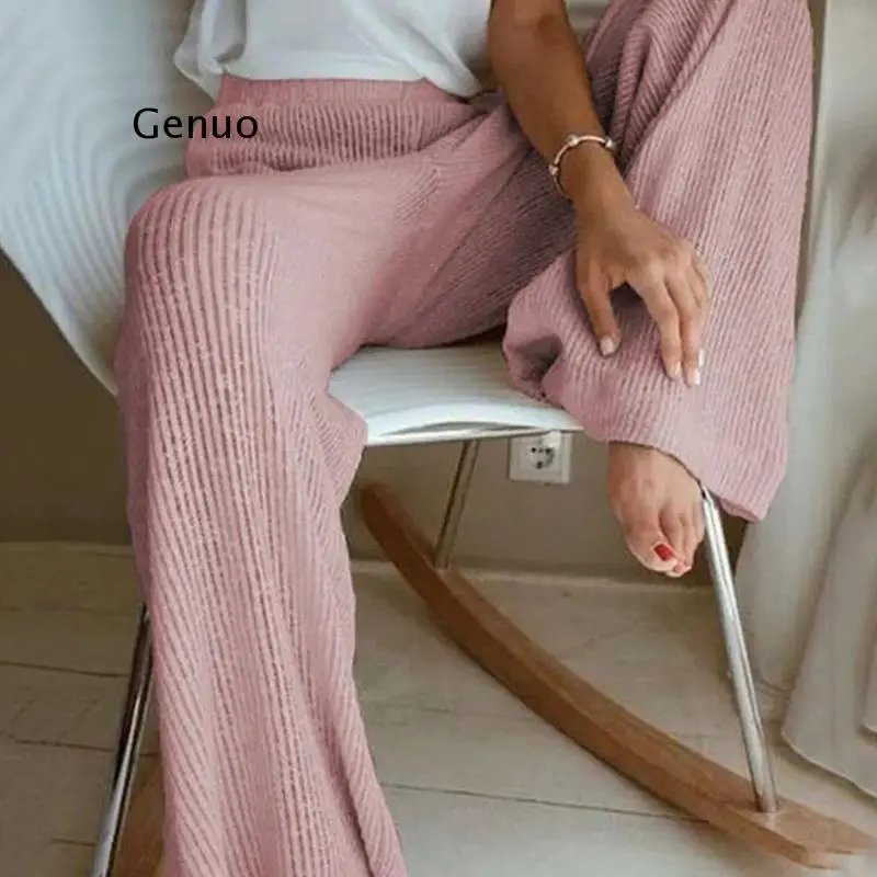 2021 Spring Women Ribbed Knitted Pajamas Pants Lady Casual Summer High Waist Pants Fashion Wide Leg Soft Loose Trousers Homewear
2021 Spring Women Ribbed Knitted Pajamas Pants Lady Casual Summer High Waist Pants Fashion Wide Leg Soft Loose Trousers Homewear
