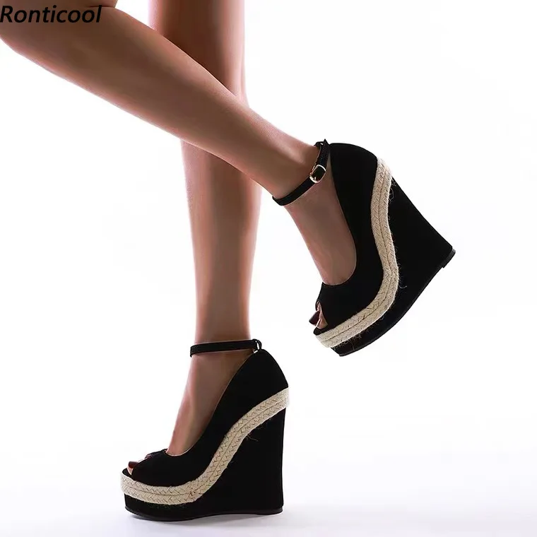 Ronticool 2021 Handmade Women Pumps Hemp Rope Ankle Strap Buckle Wedges Heel Round Toe Black Party Shoes Women US Plus Size 5-20
Ronticool 2021 Handmade Women Pumps Hemp Rope Ankle Strap Buckle Wedges Heel Round Toe Black Party Shoes Women US Plus Size 5-20