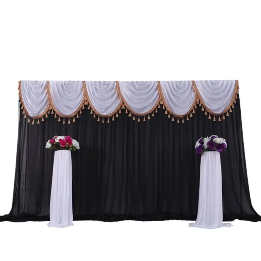 Simple Elegant White Swag and Drape Black Curtain Wedding Backdrop Ice Silk Party Curtain Wedding Drape Stage Backdrop
Simple Elegant White Swag and Drape Black Curtain Wedding Backdrop Ice Silk Party Curtain Wedding Drape Stage Backdrop
