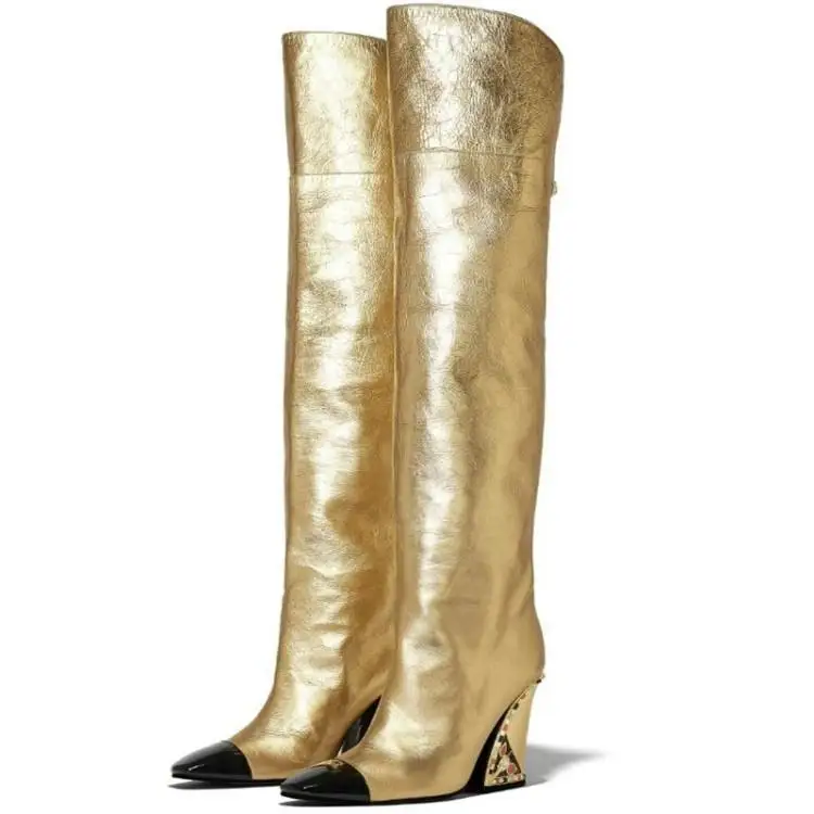 Womens Wedge Boots Lady Gold High Tall Boot Woman Knee Winter Boots Ladies High Heel Shoes Women Shoe Diamond Boots
Womens Wedge Boots Lady Gold High Tall Boot Woman Knee Winter Boots Ladies High Heel Shoes Women Shoe Diamond Boots
