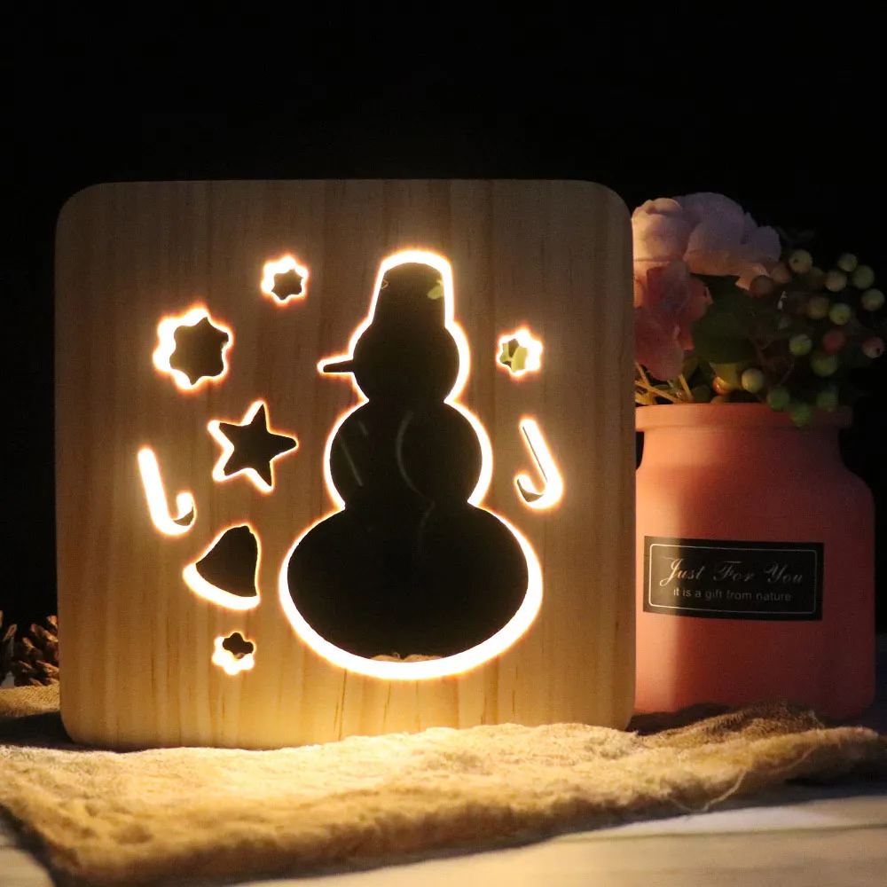 Creative 3D Carved Wood Table Lamp Snowman Santa Claus Christmas Tree LED Night Light Bedroom Bedside Desk Light Home Decoration
Creative 3D Carved Wood Table Lamp Snowman Santa Claus Christmas Tree LED Night Light Bedroom Bedside Desk Light Home Decoration