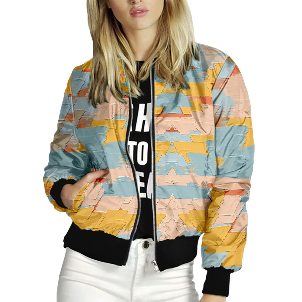 2021 Spring Autumn Printed Jackets Women Casual Zipper Bomber Jacket Long Sleeve Coat Female Fashion Classic Slim Outerwears
2021 Spring Autumn Printed Jackets Women Casual Zipper Bomber Jacket Long Sleeve Coat Female Fashion Classic Slim Outerwears
