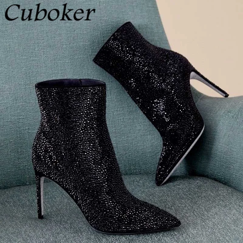 Bling Brand Women Ankle Short Boots Pointed Female Fashion Boots Autumn Winter Thin Heel Zip Boots For Women botas de mujer
Bling Brand Women Ankle Short Boots Pointed Female Fashion Boots Autumn Winter Thin Heel Zip Boots For Women botas de mujer