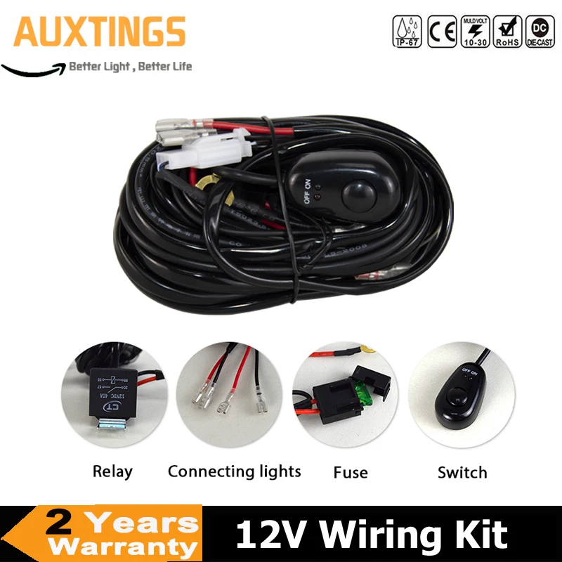 Waterproof Universal Led Car Light Wiring Harness Kit Loom 2 Leads 10ft 12V 40A for Light Bar Boat ATV Truck
Waterproof Universal Led Car Light Wiring Harness Kit Loom 2 Leads 10ft 12V 40A for Light Bar Boat ATV Truck