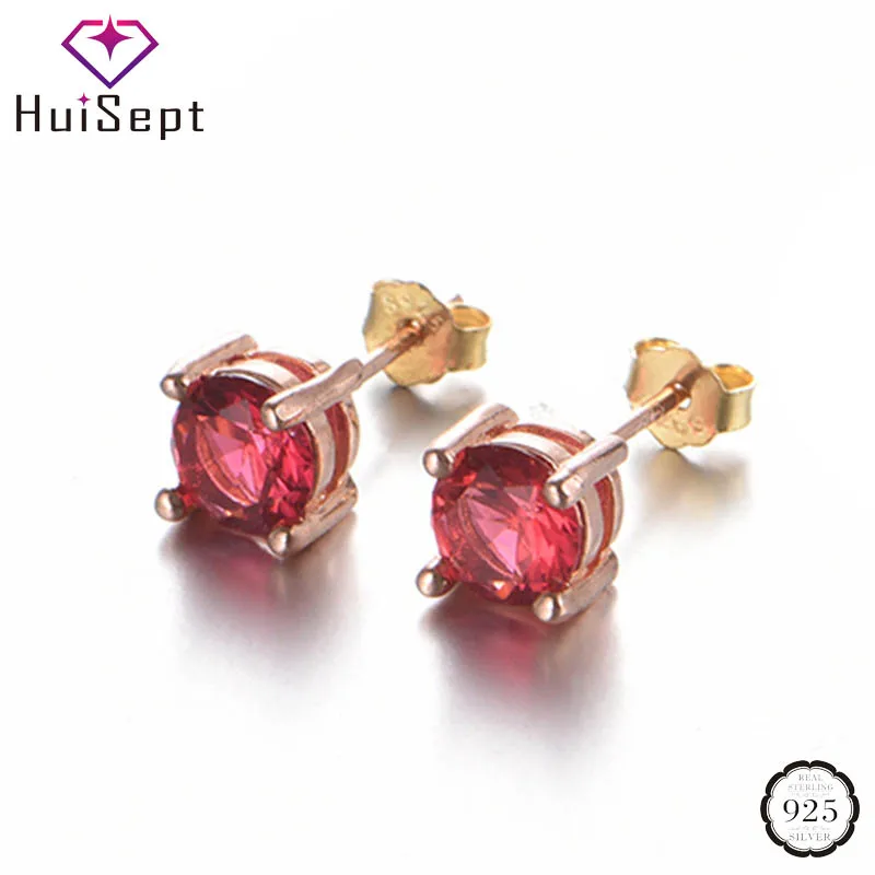 HuiSept Trendy 925 Silver Earrings Round Shape Ruby Gemstones Female Stud Earrings Jewelry Wedding Party Gift Rose Gold Ornament
HuiSept Trendy 925 Silver Earrings Round Shape Ruby Gemstones Female Stud Earrings Jewelry Wedding Party Gift Rose Gold Ornament