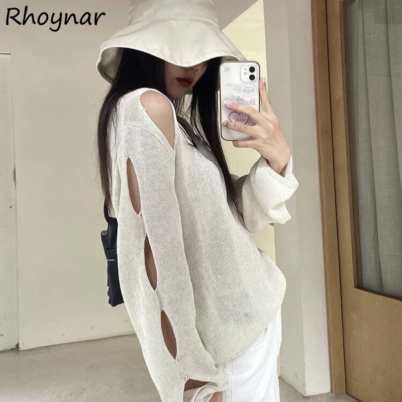 Sweater Pullovers Women Summer Solid Simple Hollow Out Sexy Streetwear All-match Retro Chic New Loose Sun-proof O-neck Ulzzang
Sweater Pullovers Women Summer Solid Simple Hollow Out Sexy Streetwear All-match Retro Chic New Loose Sun-proof O-neck Ulzzang