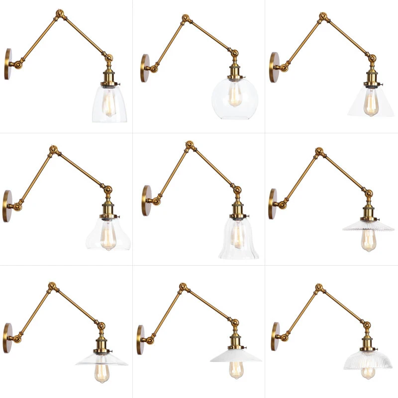 US Retro Glass Lampshade Double Section Telescopic Folding Wall Lamp Long Arm Study Bedside Bar Wrought Iron Sconce Light
US Retro Glass Lampshade Double Section Telescopic Folding Wall Lamp Long Arm Study Bedside Bar Wrought Iron Sconce Light