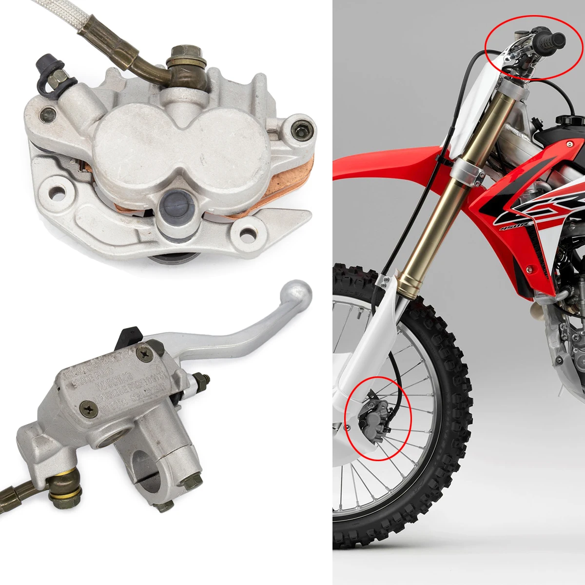 Front Brake Assembly Brake Caliper Master Cylinder Brake Pump for dirt bike Honda CR CRF 125R 250R 250X 450X 450R 450 RWE
Front Brake Assembly Brake Caliper Master Cylinder Brake Pump for dirt bike Honda CR CRF 125R 250R 250X 450X 450R 450 RWE