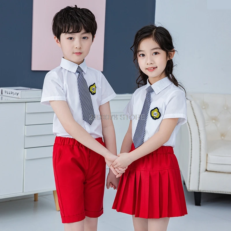 Boys Girls Summer School Uniforms British Style Students Kindergarten Suit Girls Party Dress Skirt Performance Clothing Set
Boys Girls Summer School Uniforms British Style Students Kindergarten Suit Girls Party Dress Skirt Performance Clothing Set