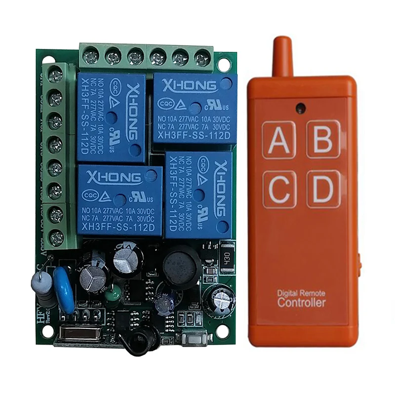 433Mhz Remote Control Switch for Light,Door, Garage Universal Remote AC 110V 220V 4CH Relay Receiver&usb Rechargeable Controller
433Mhz Remote Control Switch for Light,Door, Garage Universal Remote AC 110V 220V 4CH Relay Receiver&usb Rechargeable Controller