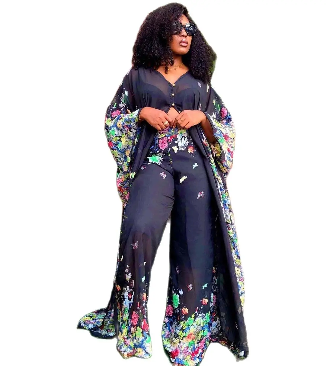 New Style African Women's Clothing Dashiki Abaya Fashion Chiffon Fabrics Print Long Dress Free Size Trousers Two Piece Set
New Style African Women's Clothing Dashiki Abaya Fashion Chiffon Fabrics Print Long Dress Free Size Trousers Two Piece Set