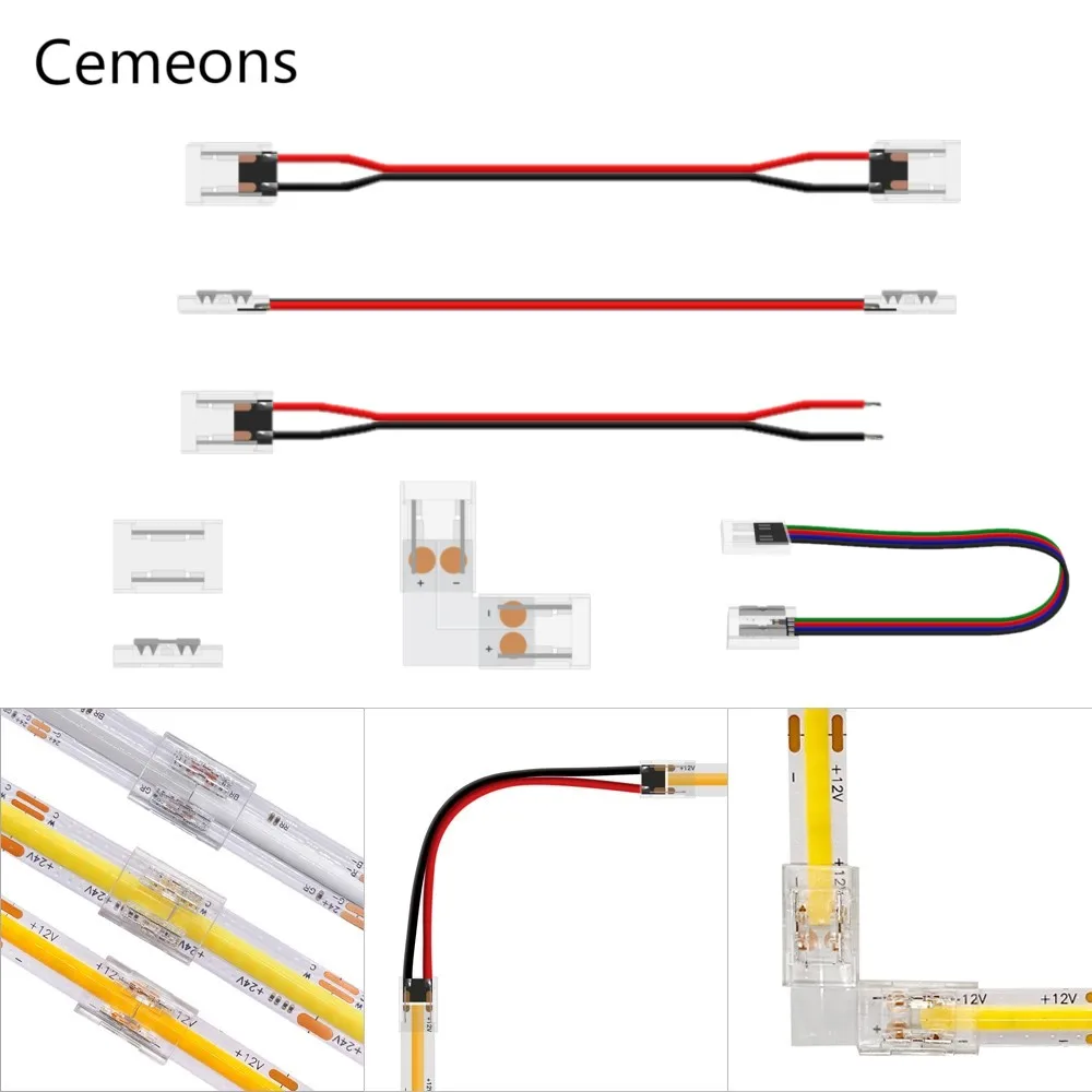 3pcs COB LED Strip End Transparent Solderless Cover Right Angle Connector Wire for DIY DIM CCT RGB LED Strips 8mm 10mm 2pin 4pin
3pcs COB LED Strip End Transparent Solderless Cover Right Angle Connector Wire for DIY DIM CCT RGB LED Strips 8mm 10mm 2pin 4pin